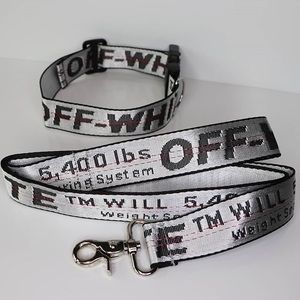 🆕 Off-White Large Medium Designer Dog Collar & Leash adjustable 14”- 23 inches